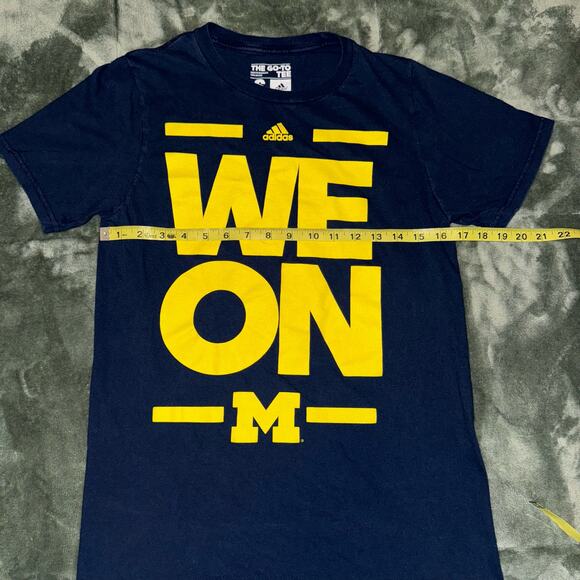 Adidas Michigan Wolverines 'We On' T-Shirt Small Unisex 100% Cotton Blue/Maize - Picture 4 of 6